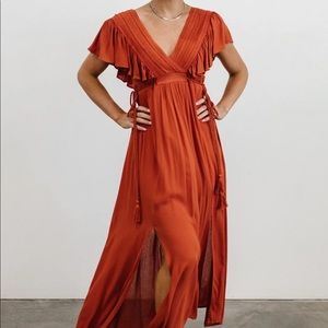 Baltic Born Jennifer Deep V Maxi Dress Rust